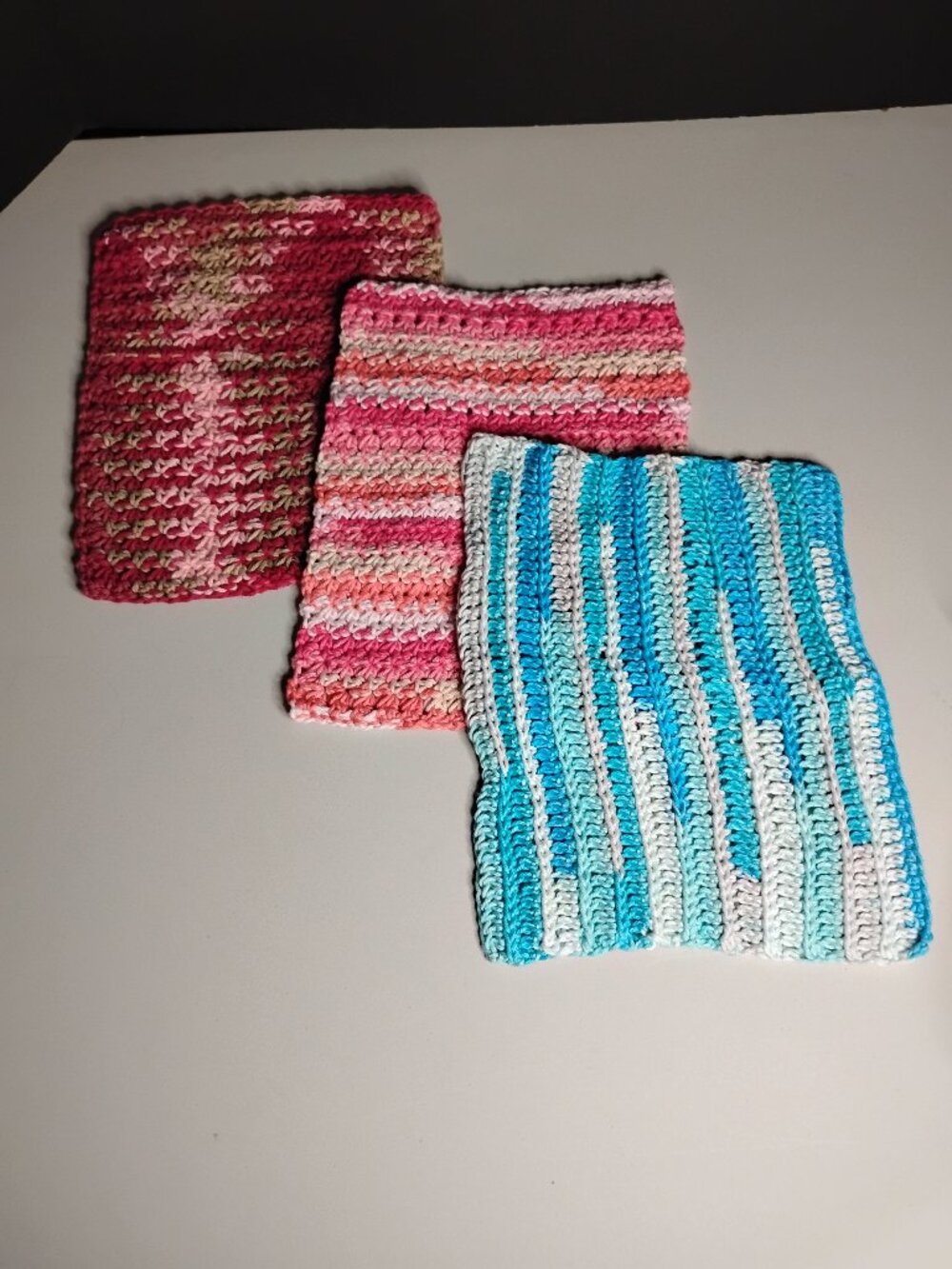 Handmade Knitted Hand Towels Lot if 3